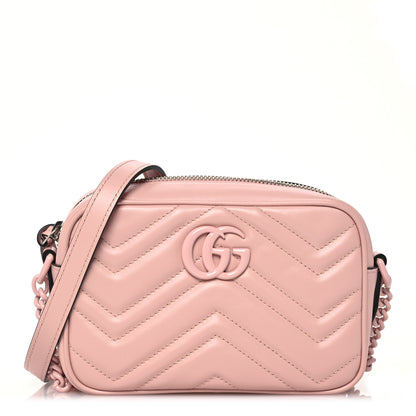 Gucci Calfskin Matelasse Monochrome Mini GG Marmont Chain Shoulder Bag Perfect Pink 1 of 10