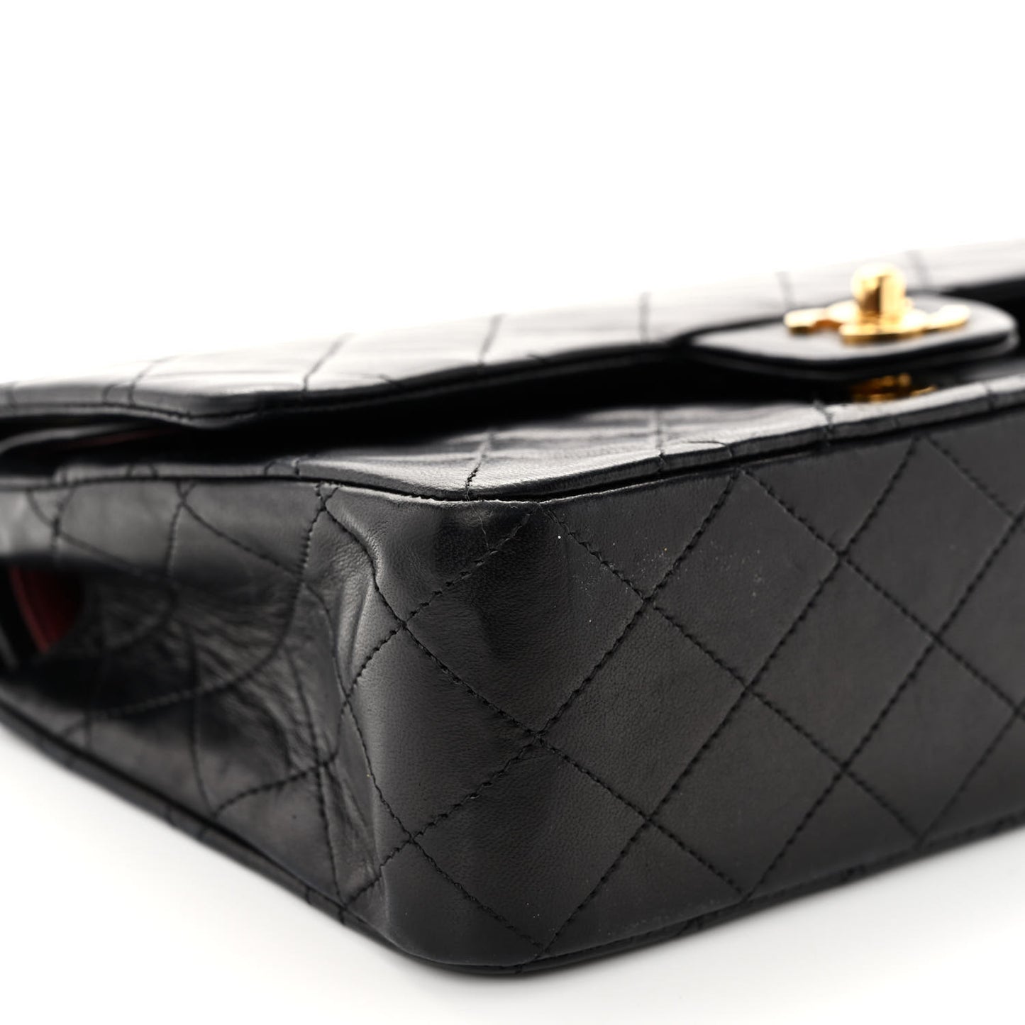 Lambskin Quilted Medium Double Flap Black