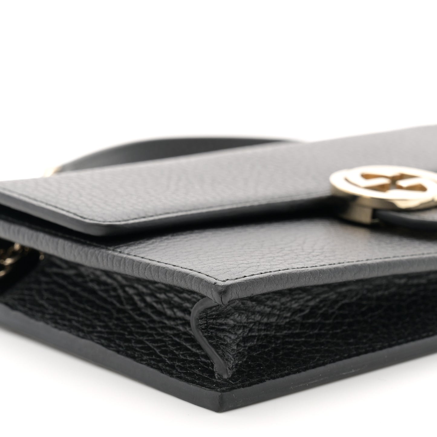 Dollar Calfskin Interlocking G Chain Wallet Black
