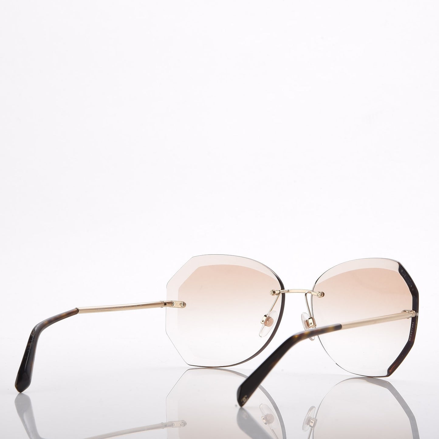 Metal Spring Round Sunglasses 4220 Gold Brown