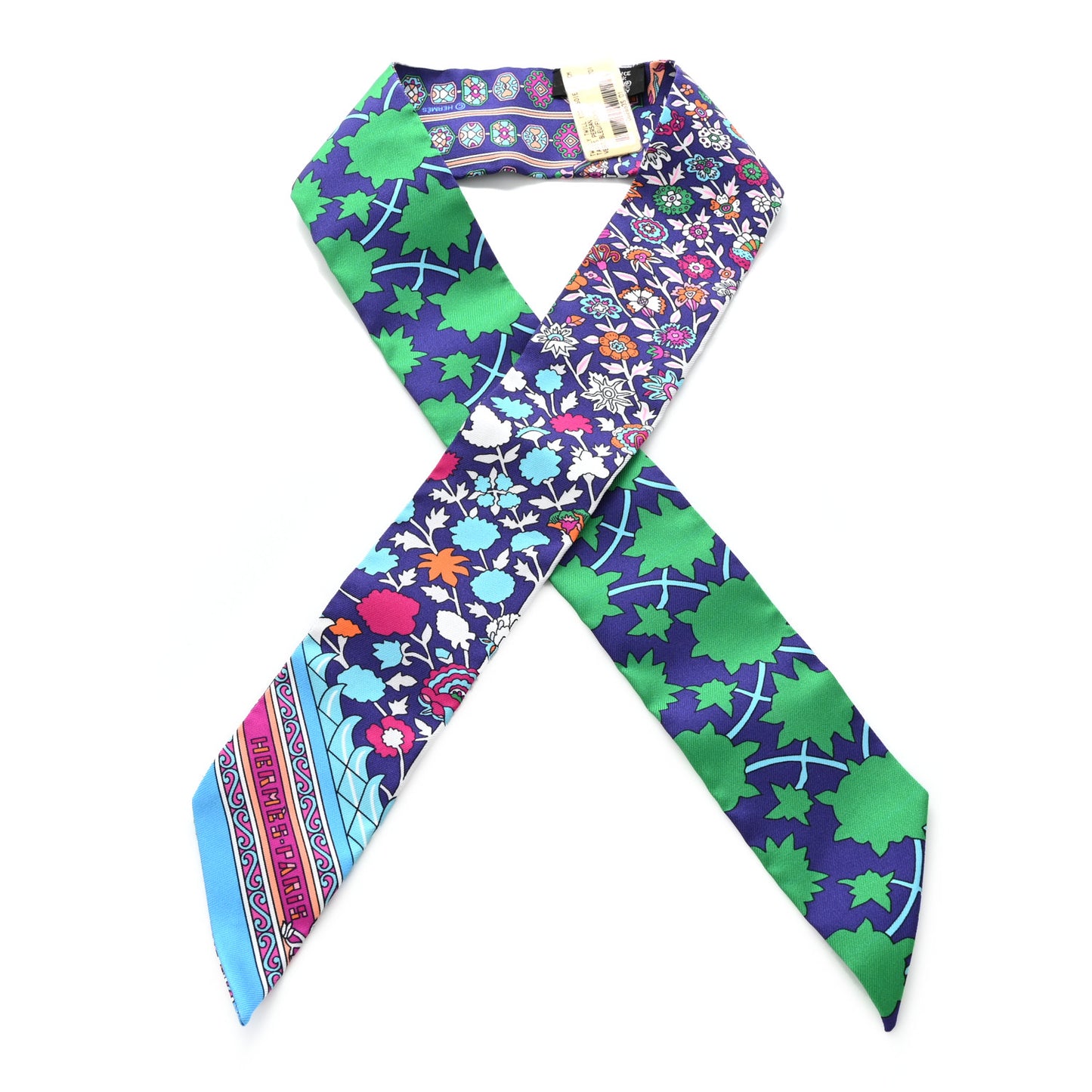 Silk Tapis Persans Twilly Vert Bleu Fuchsia