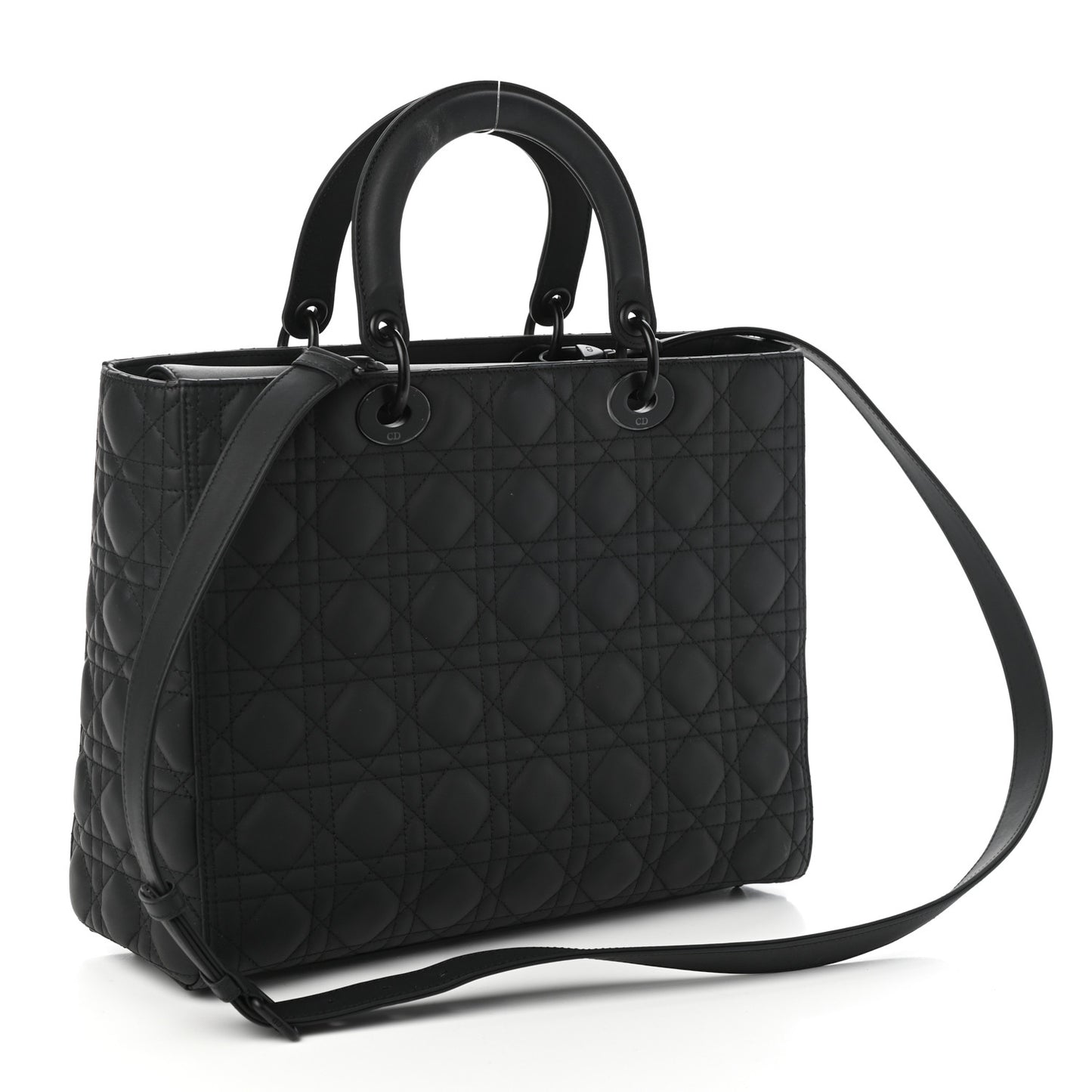 Ultra Matte Calfskin Cannage Large Lady Dior Black