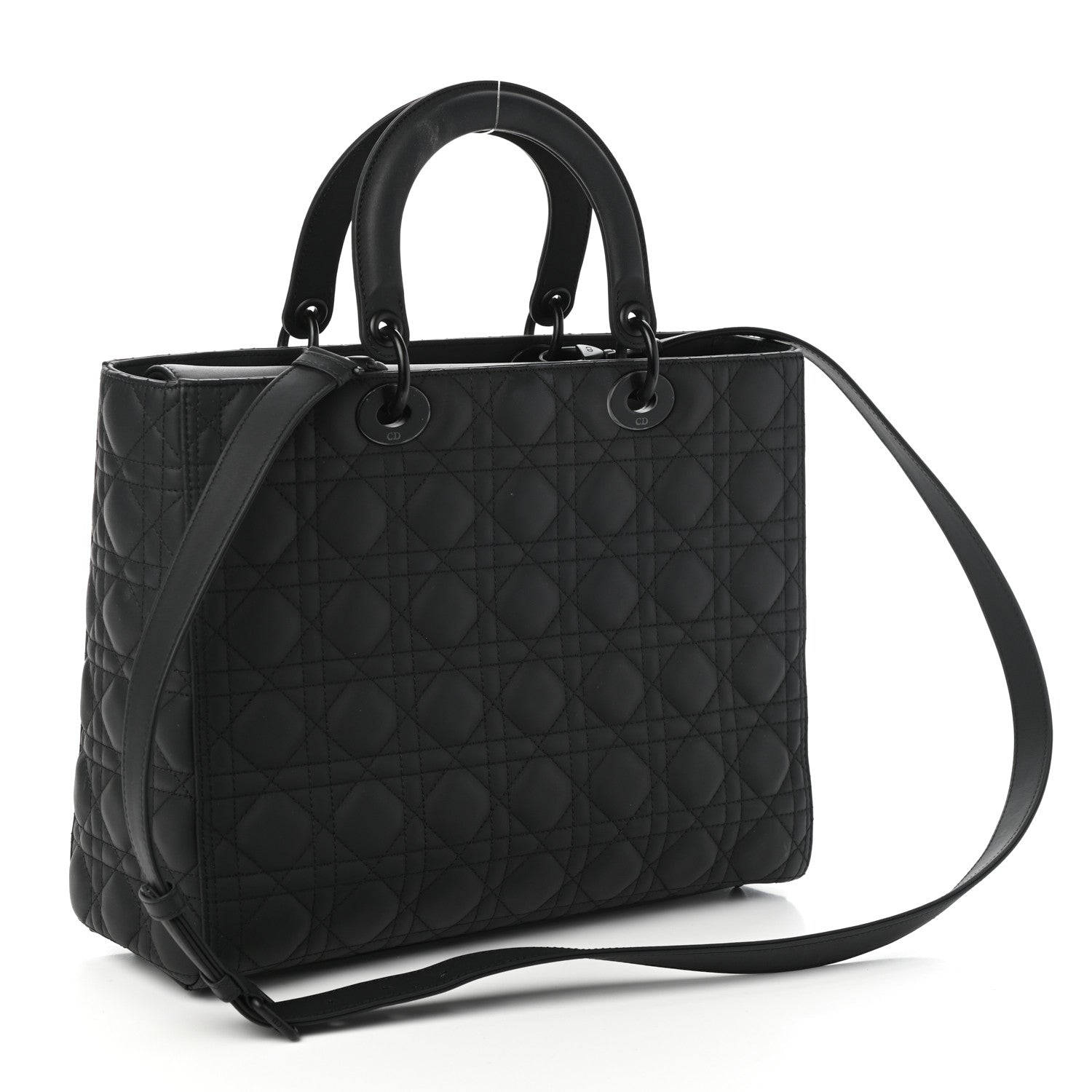 Christian Dior Ultra Matte Calfskin Cannage Large Lady Dior Black 3 of 9