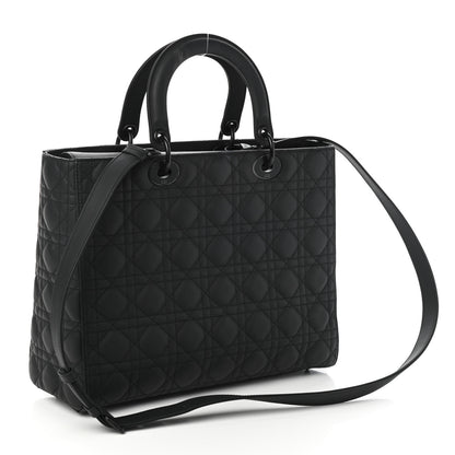 Christian Dior Ultra Matte Calfskin Cannage Large Lady Dior Black 3 of 9