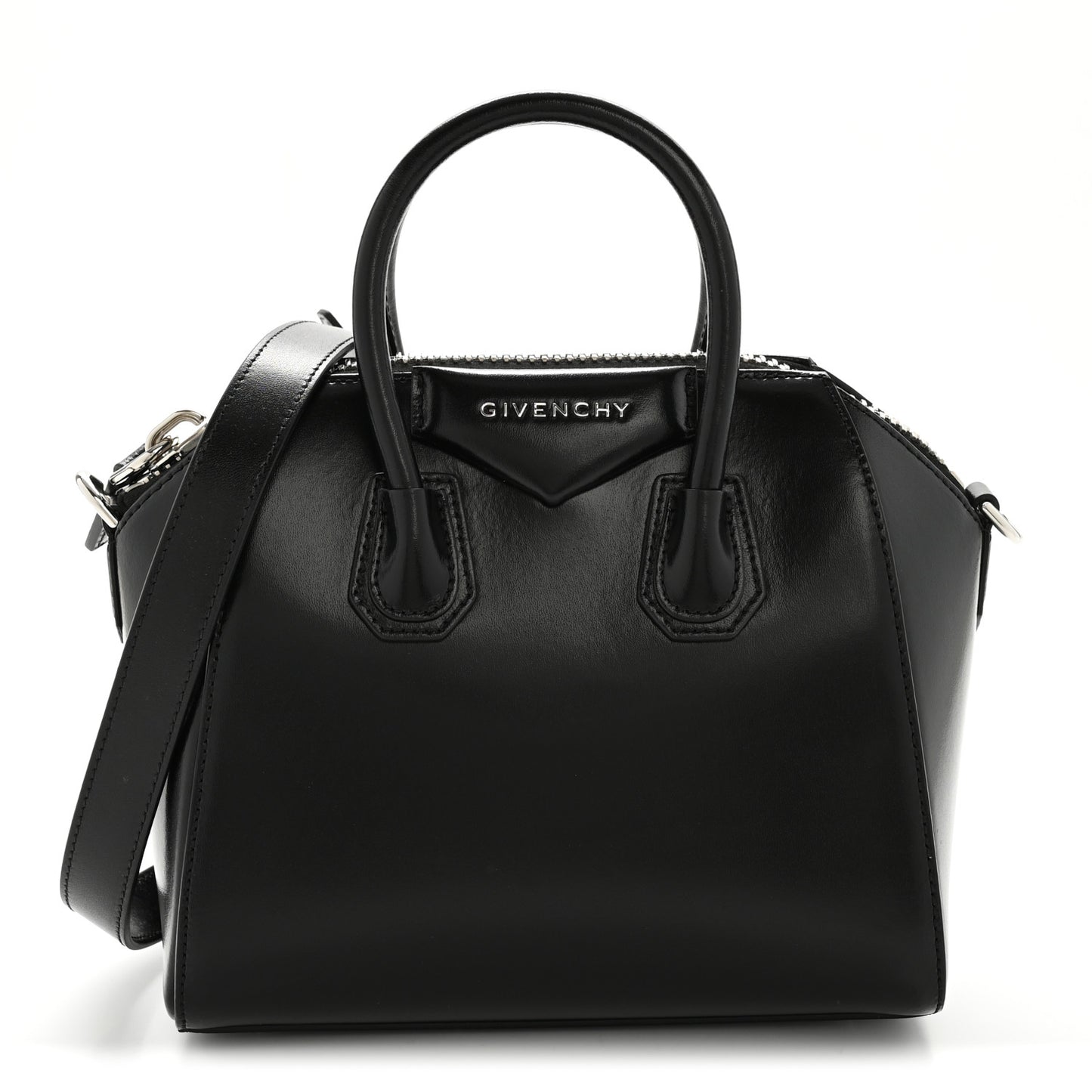 Shiny Lord Calfskin Mini Antigona Black
