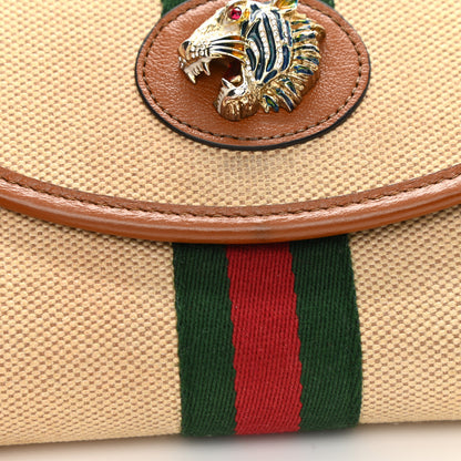 Gucci Vintage Canvas Calfskin Web Mini Rajah Slim Flap Shoulder Bag Sand Light Cuir 11 of 11