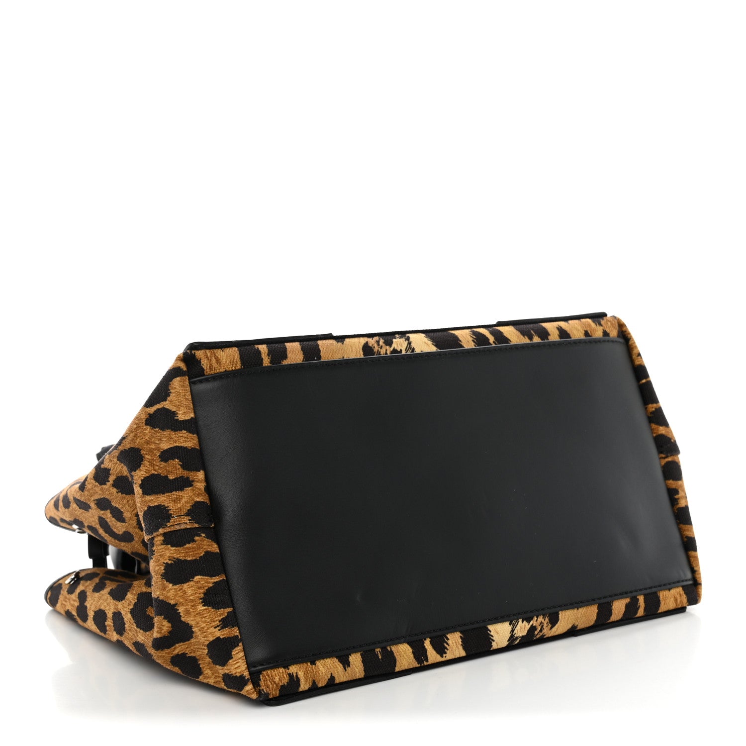 Balenciaga Cotton Canvas Satin Calfskin Leopard Print Logo Navy Cabas S Beige Black 5 of 11