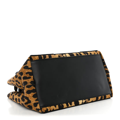 Balenciaga Cotton Canvas Satin Calfskin Leopard Print Logo Navy Cabas S Beige Black 5 of 11