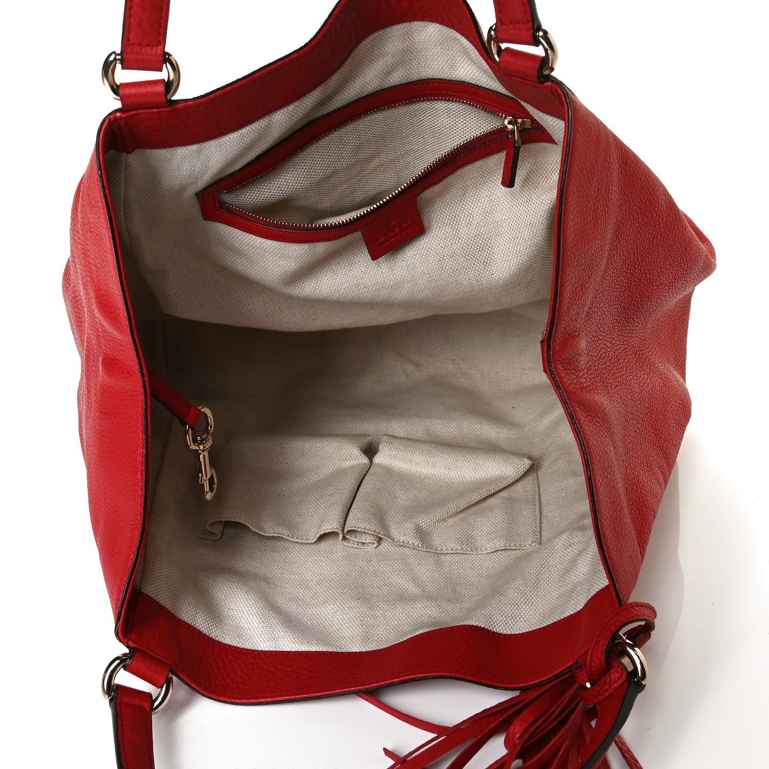 Gucci Pebbled Calfskin Medium Soho Shoulder Bag Red 8 of 21