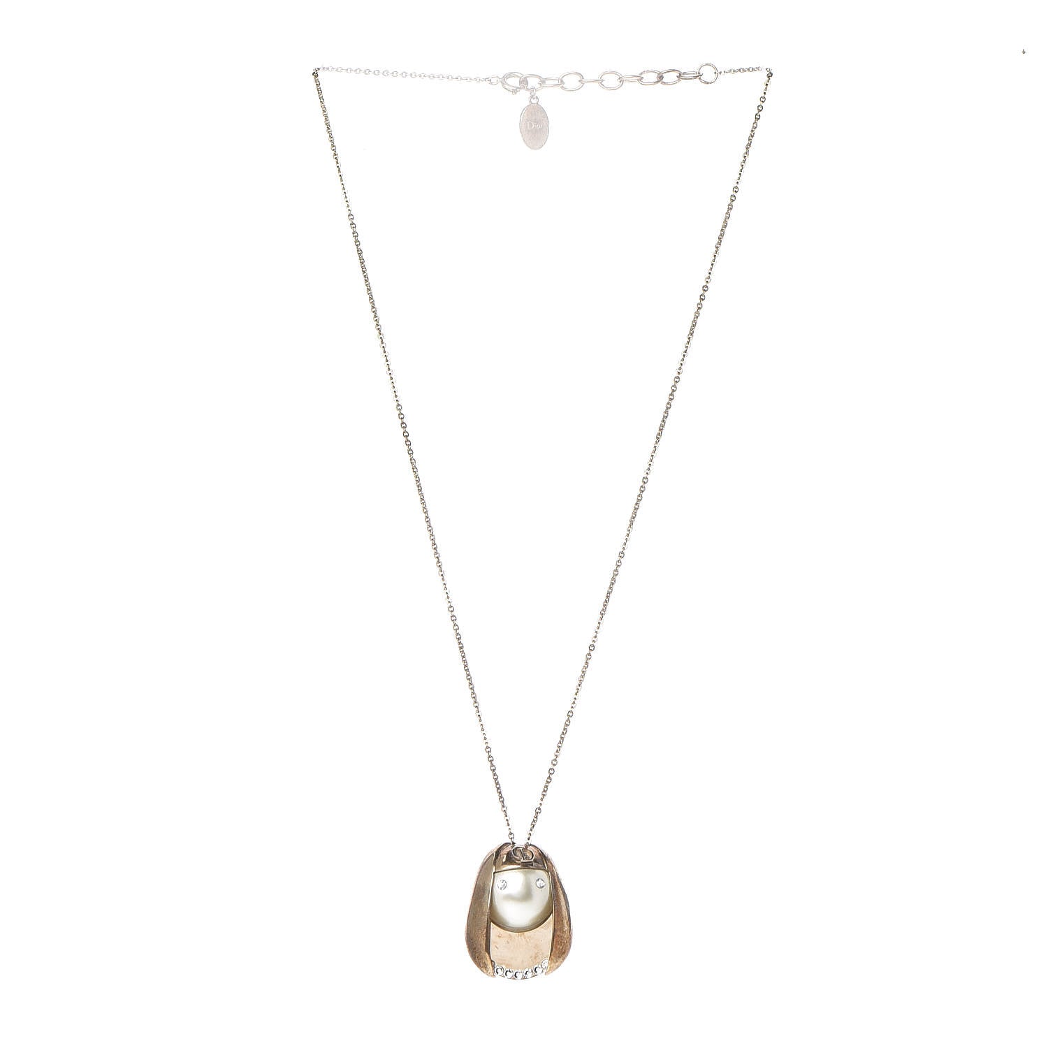 Christian Dior Crystal Pearl Tell Me Dior Zodiac Virgo Necklace Gold 3 of 7