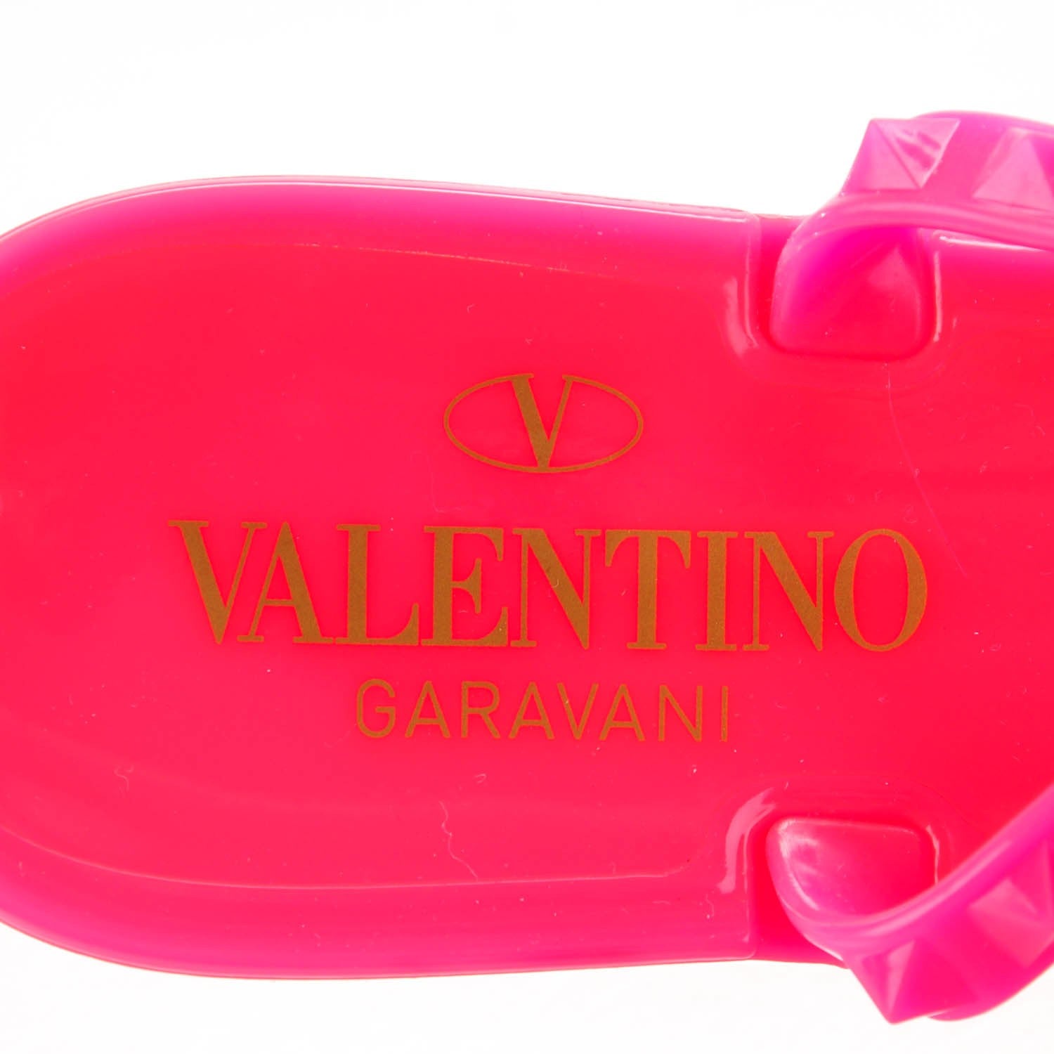 Valentino Garavani PVC Jelly Rockstud Ankle Strap Flat Sandals 35 Fuxia Fluo 7 of 9