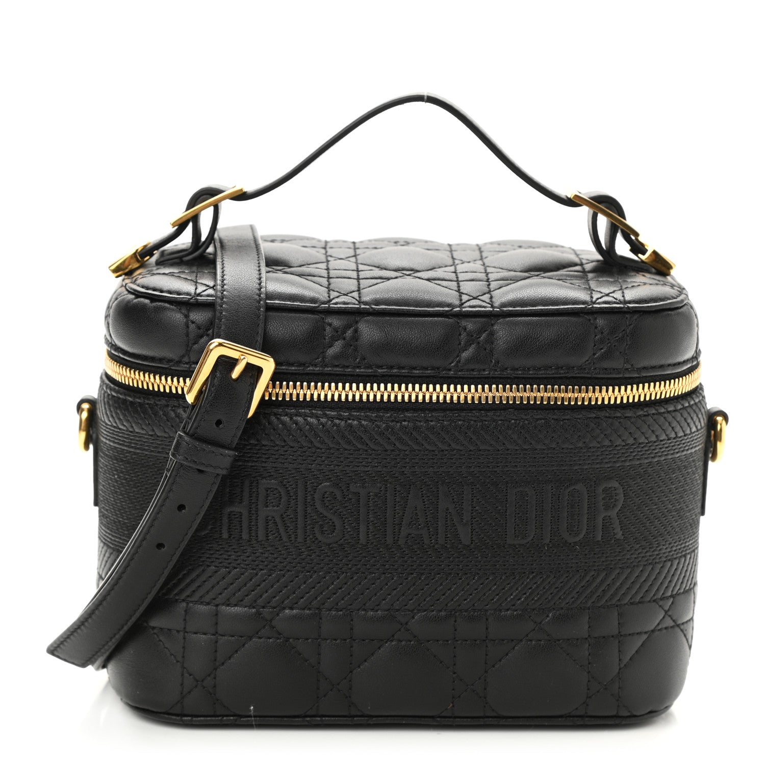 Christian Dior Lambskin Cannage Small Diortravel Vanity Case Black 1 of 7