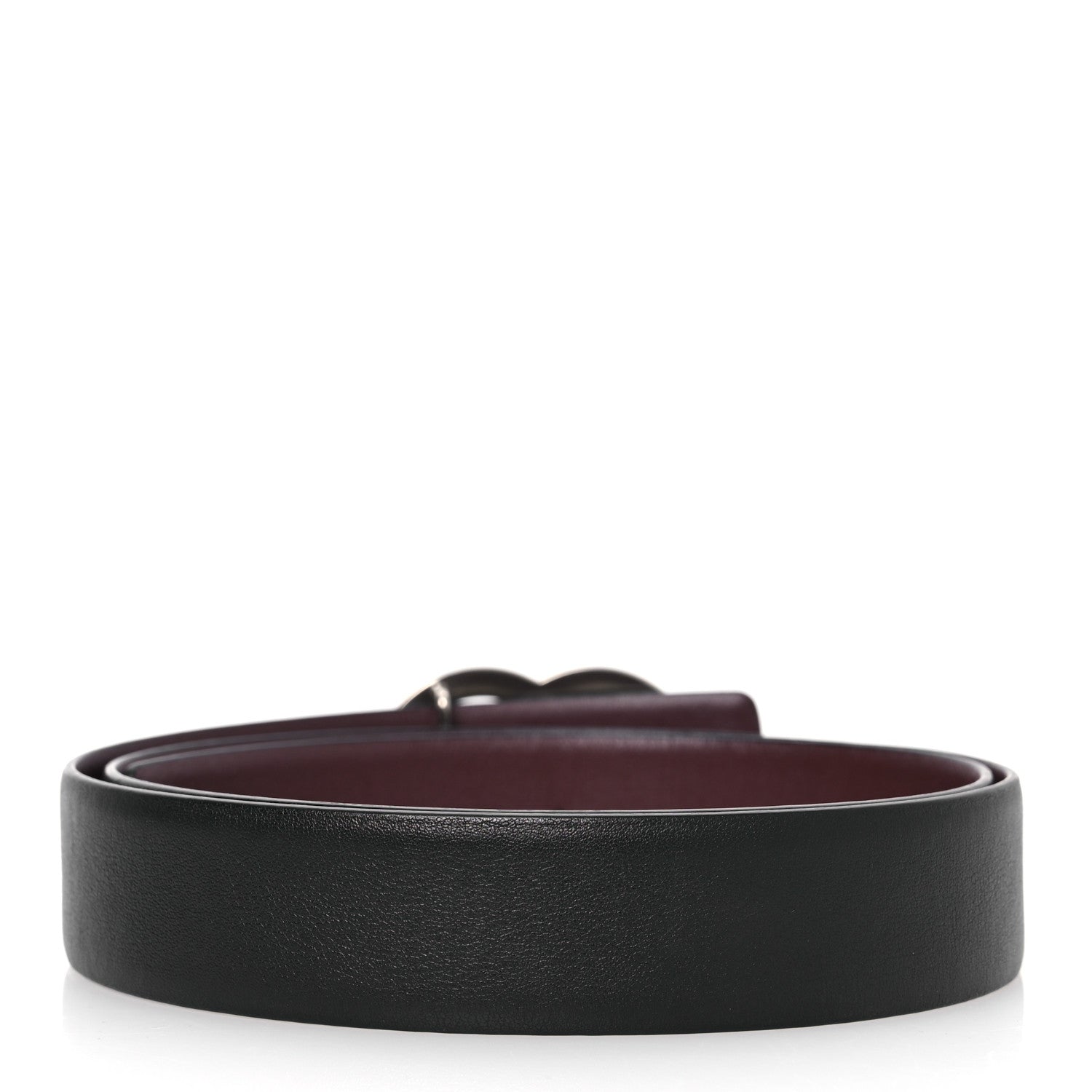 Chanel Calfskin CC Reversible Belt 85 34 Black Burgundy 3 of 9