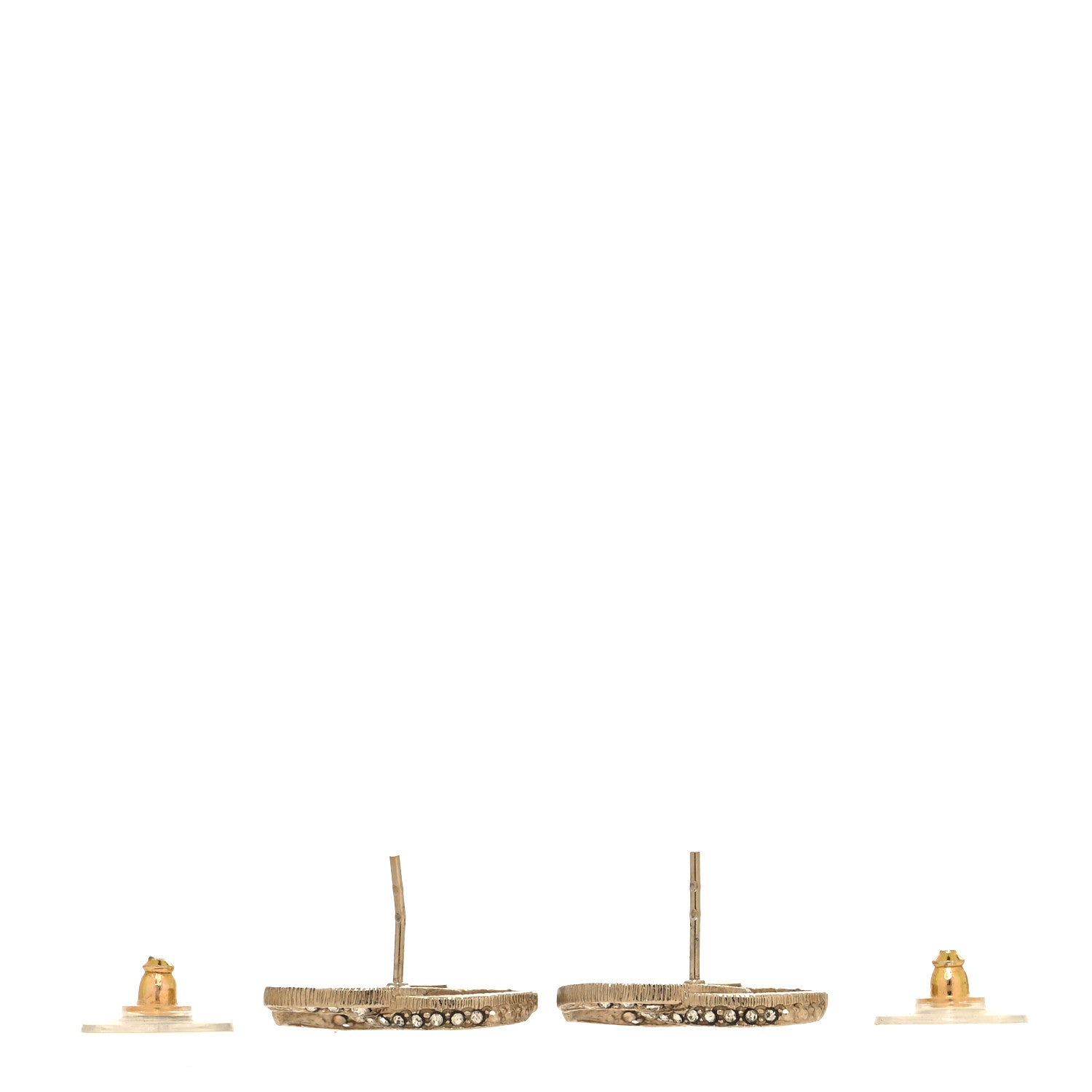Chanel Crystal CC Earrings Gold 3 of 5