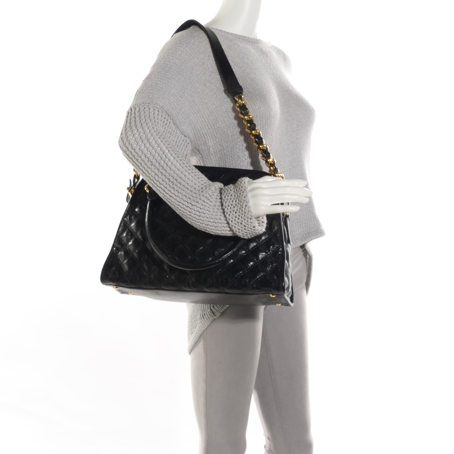 Marc Jacobs Lacquered Goatskin Quilted Class Satchel Black 2 of 7