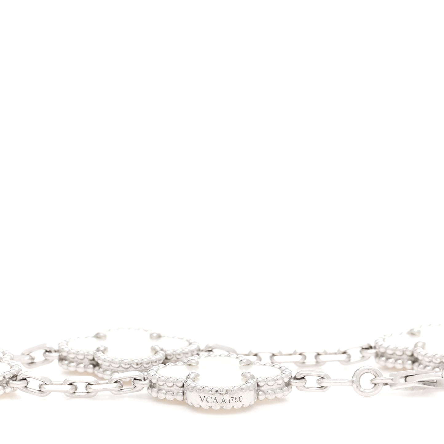 18K White Gold Mother of Pearl 5 Motifs Vintage Alhambra Bracelet