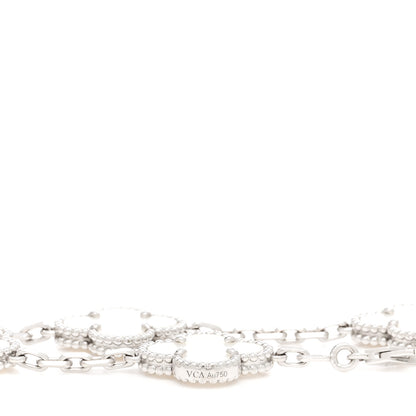 Van Cleef & Arpels 18K White Gold Mother of Pearl 5 Motifs Vintage Alhambra Bracelet 3 of 4