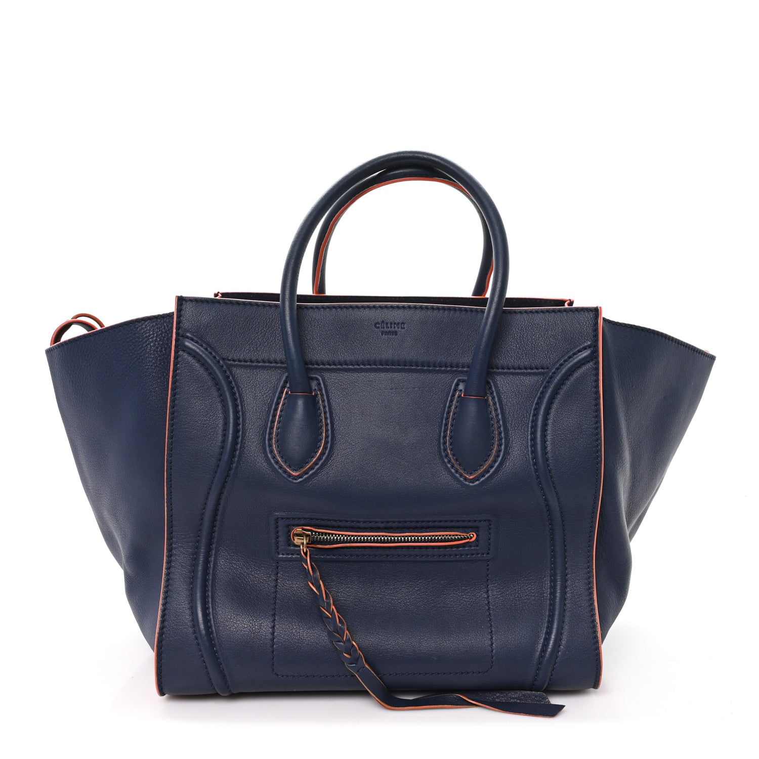 Celine Supple Calfskin Large Phantom Luggage Navy Blue Orange 1 of 10
