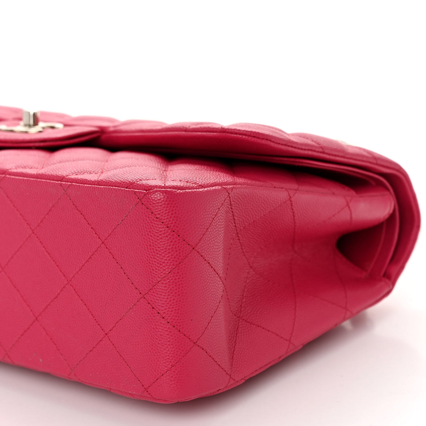 Caviar Quilted Jumbo Double Flap Dark Pink