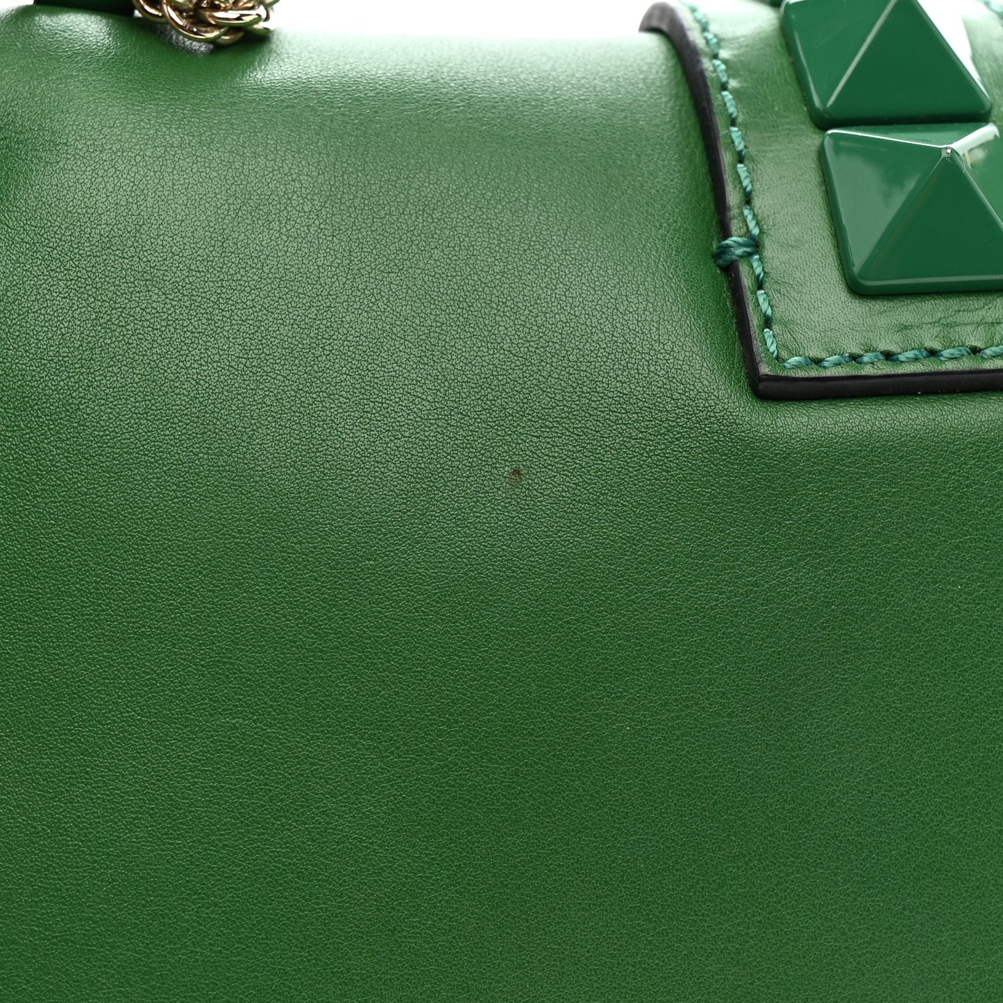 Vitello Small Glam Lock Rockstud Flap Gea Green