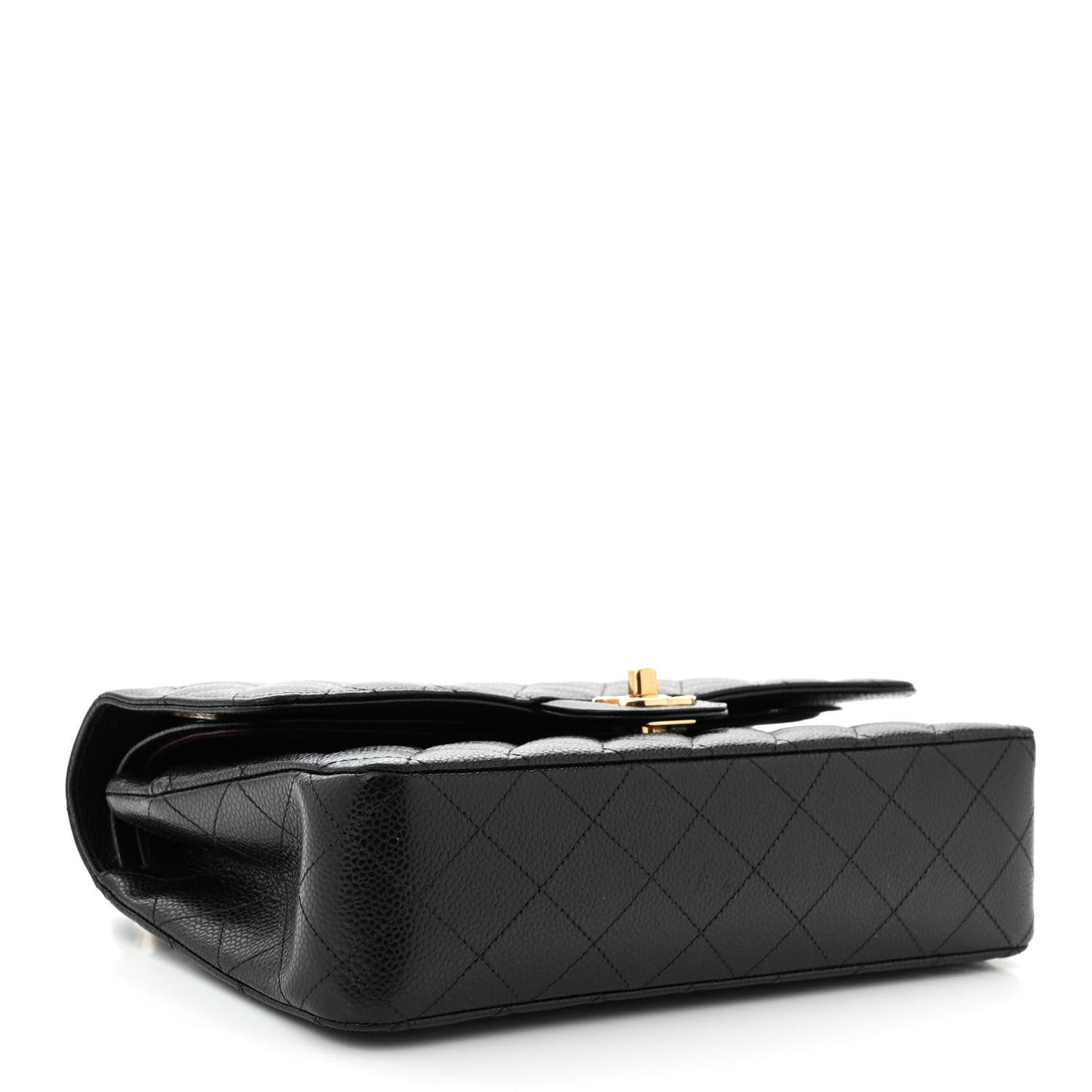 Caviar Quilted Medium Double Flap Black