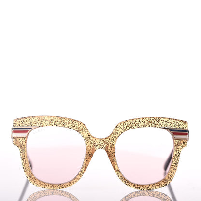 Gucci Acetate Square Frame Web Glitter GG0281S Sunglasses Gold 2 of 9