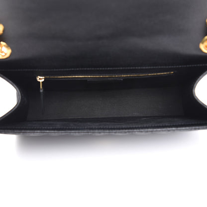 Saint Laurent Grain De Poudre Matelasse Chevron Large Monogram Satchel Black 5 of 9