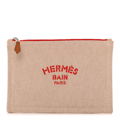 Hermes Toile Flat Yachting Pouch Rouge 1 of 6