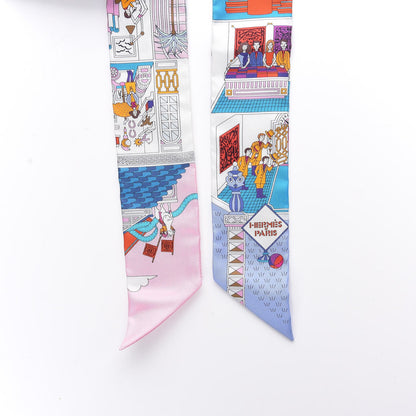 Hermes Silk La Maizeon des Carres Twilly White Rose Bleu 5 of 5