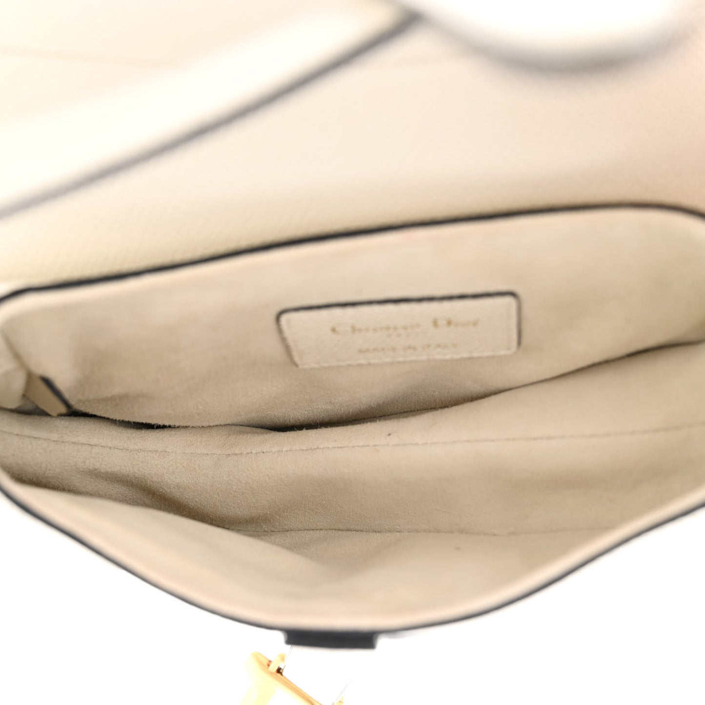 Grained Calfskin Mini Saddle Bag White