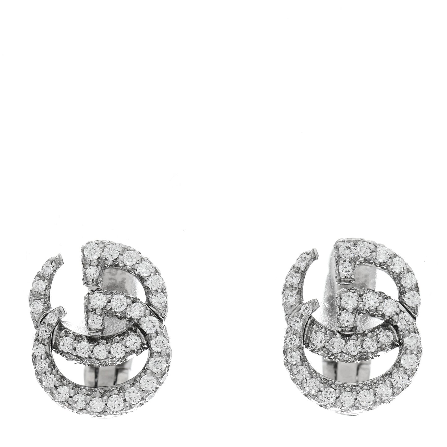 18K White Gold Diamond Running G Clip On Earrings