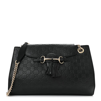 Gucci Guccissima Large Emily Chain Shoulder Bag Black 1 of 11