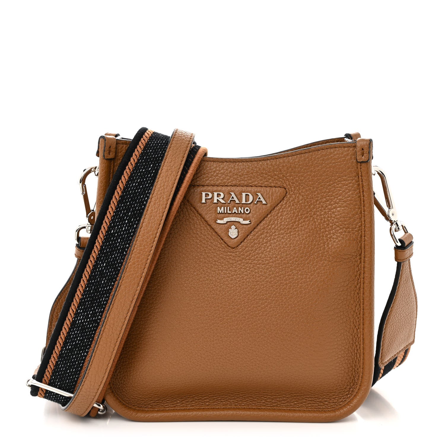 Prada Vitello Daino Soft Mini Hobo Messenger Bag Caramel 1 of 11