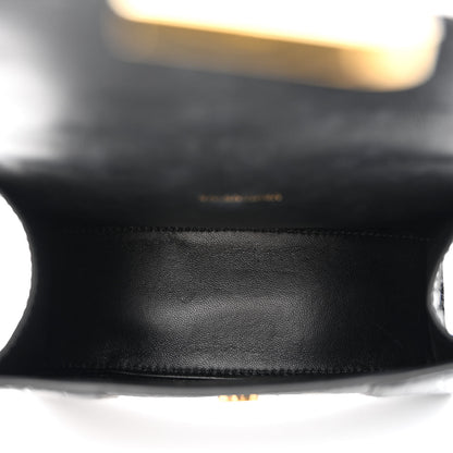Balenciaga Shiny Calfskin Crocodile Embossed Hourglass Top Handle Bag XS Black 5 of 9