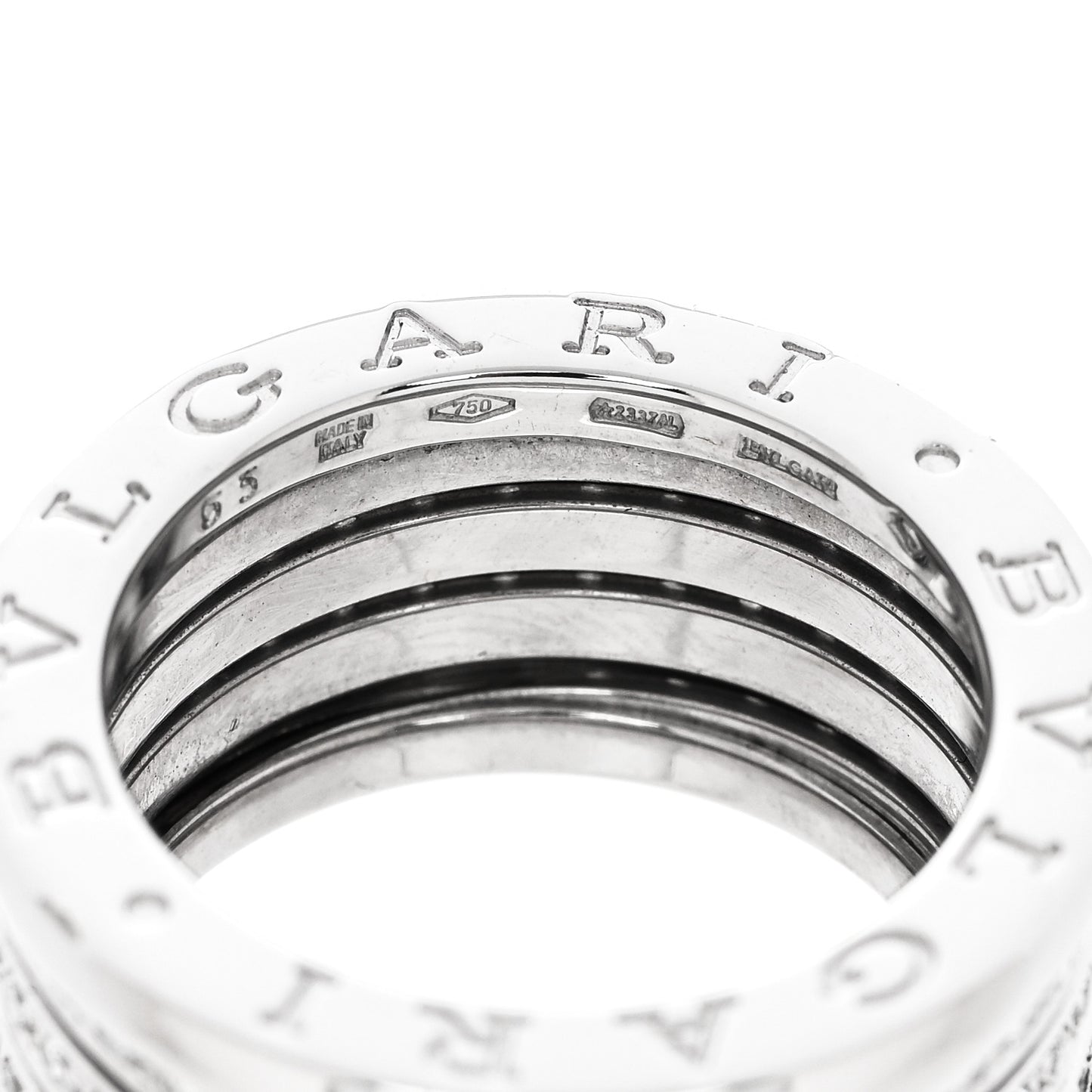 18K White Gold Diamond B.Zero1 Four-Band Full Pave Ring 53 6.25