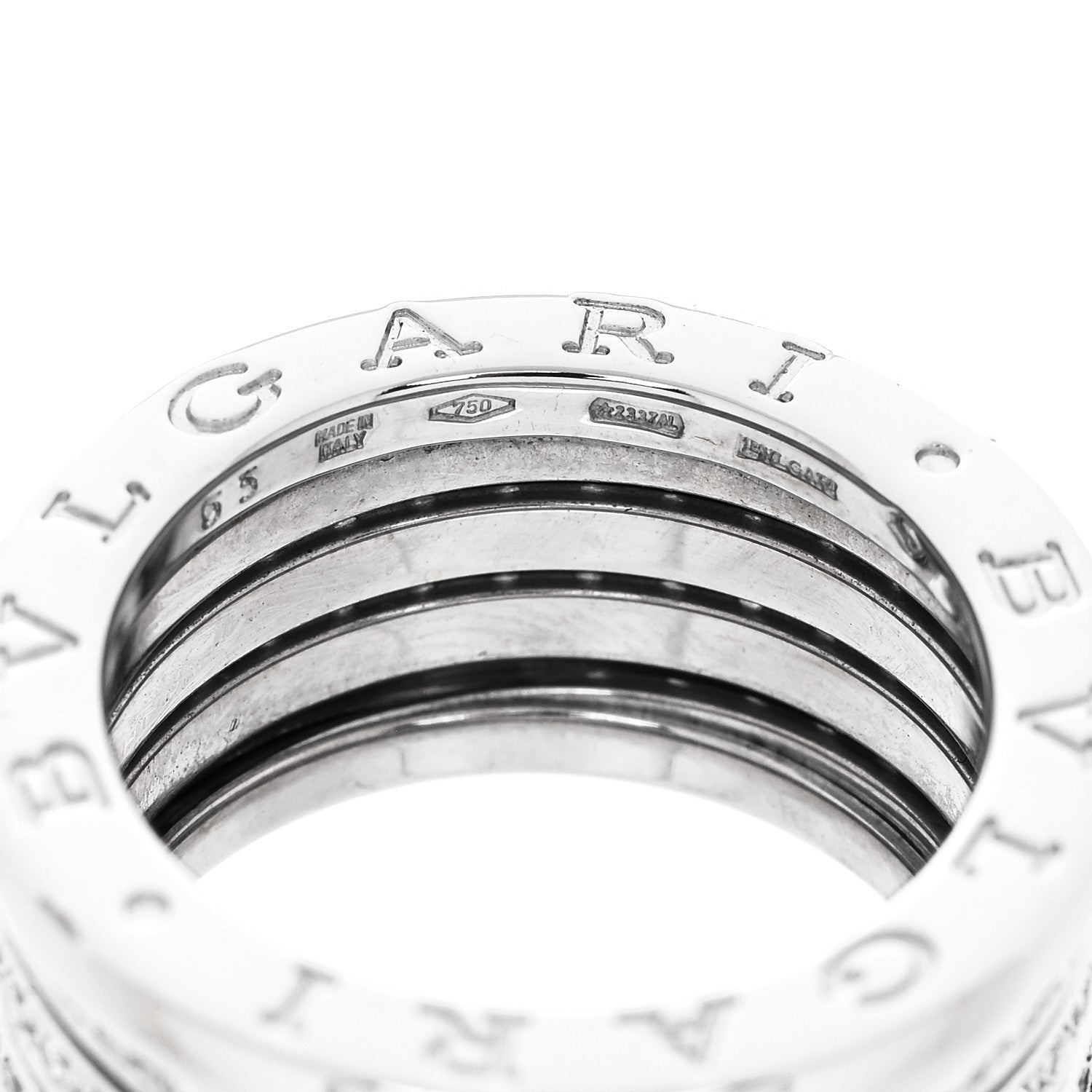 Bulgari 18K White Gold Diamond B.Zero1 Four-Band Full Pave Ring 53 6.25 4 of 4