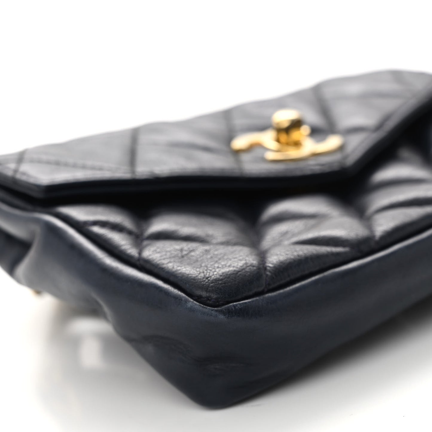 Lambskin Quilted Flap Waist Belt Bag 70 28 Blue