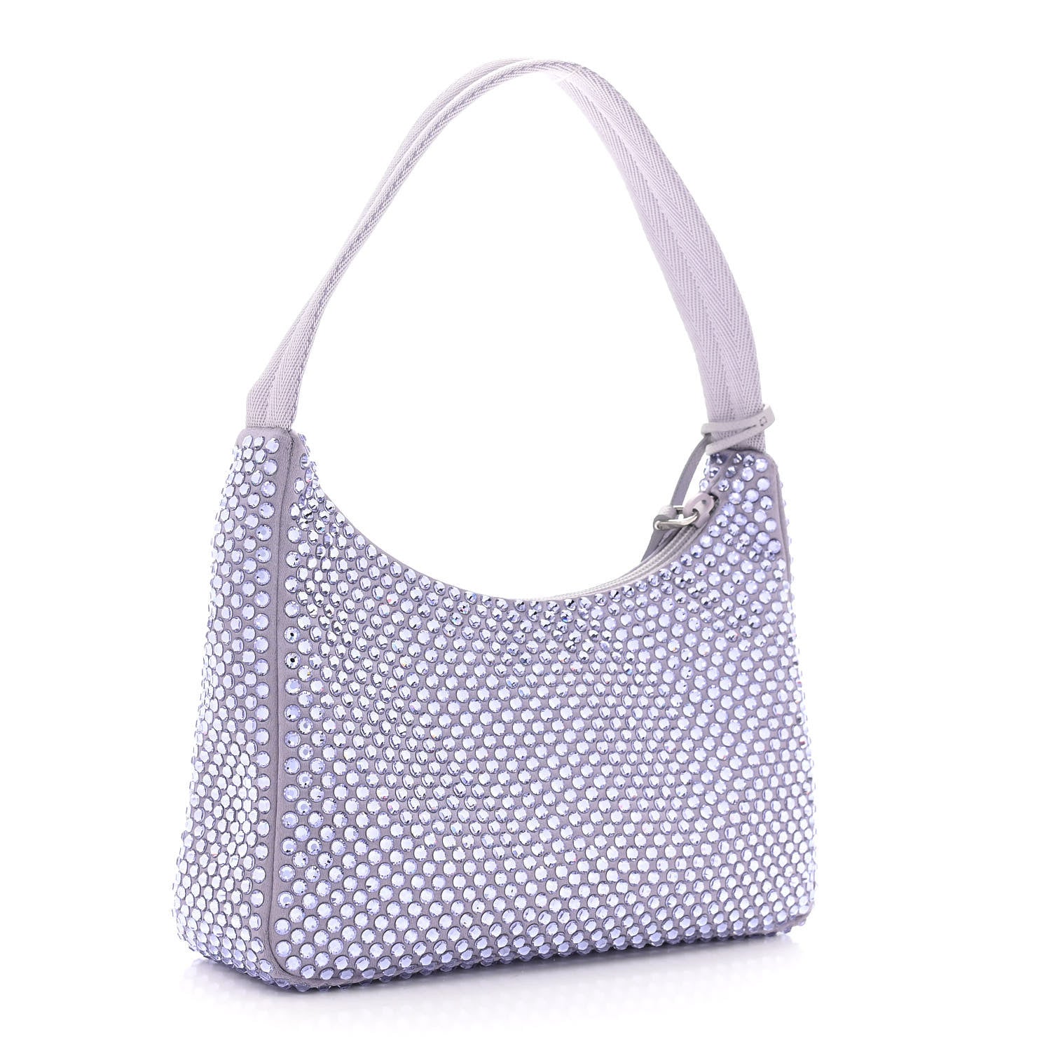 Prada Satin Crystal Mini Re-Edition 2000 Bag Glicine 3 of 12