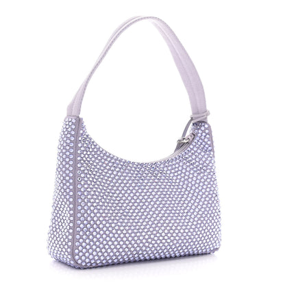 Prada Satin Crystal Mini Re-Edition 2000 Bag Glicine 3 of 12