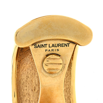 Saint Laurent Metal Dome Clip On Earrings Red Silver 4 of 4