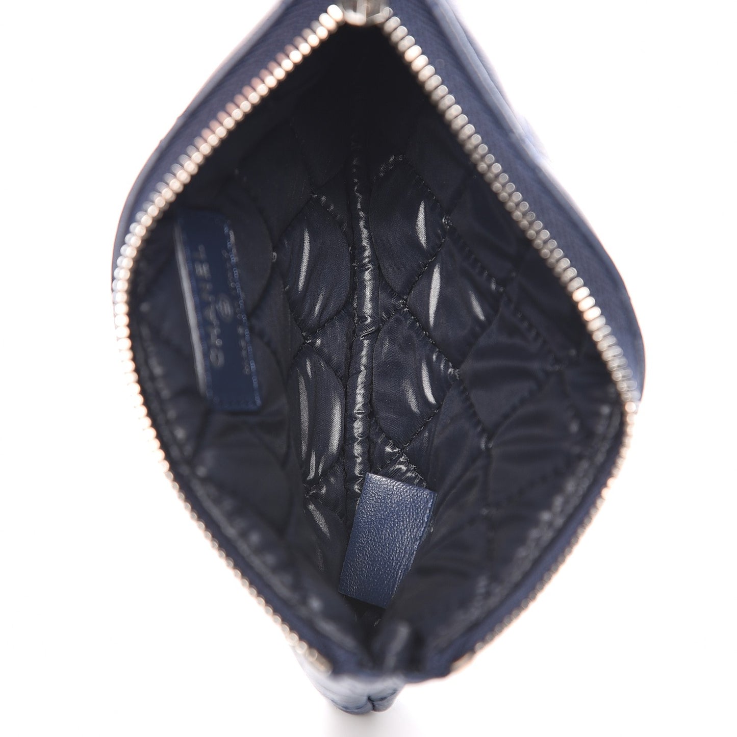 Lambskin Quilted Small Cosmetic Case Blue