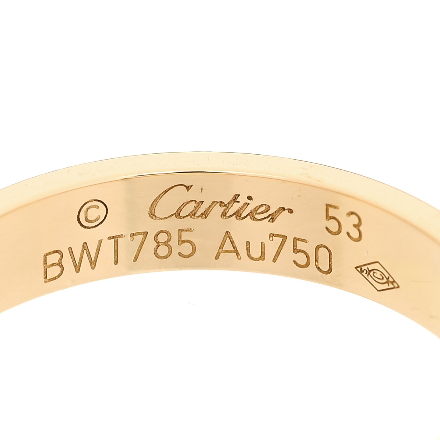 18K Yellow Gold 3.5mm LOVE Wedding Band Ring 53 6.5