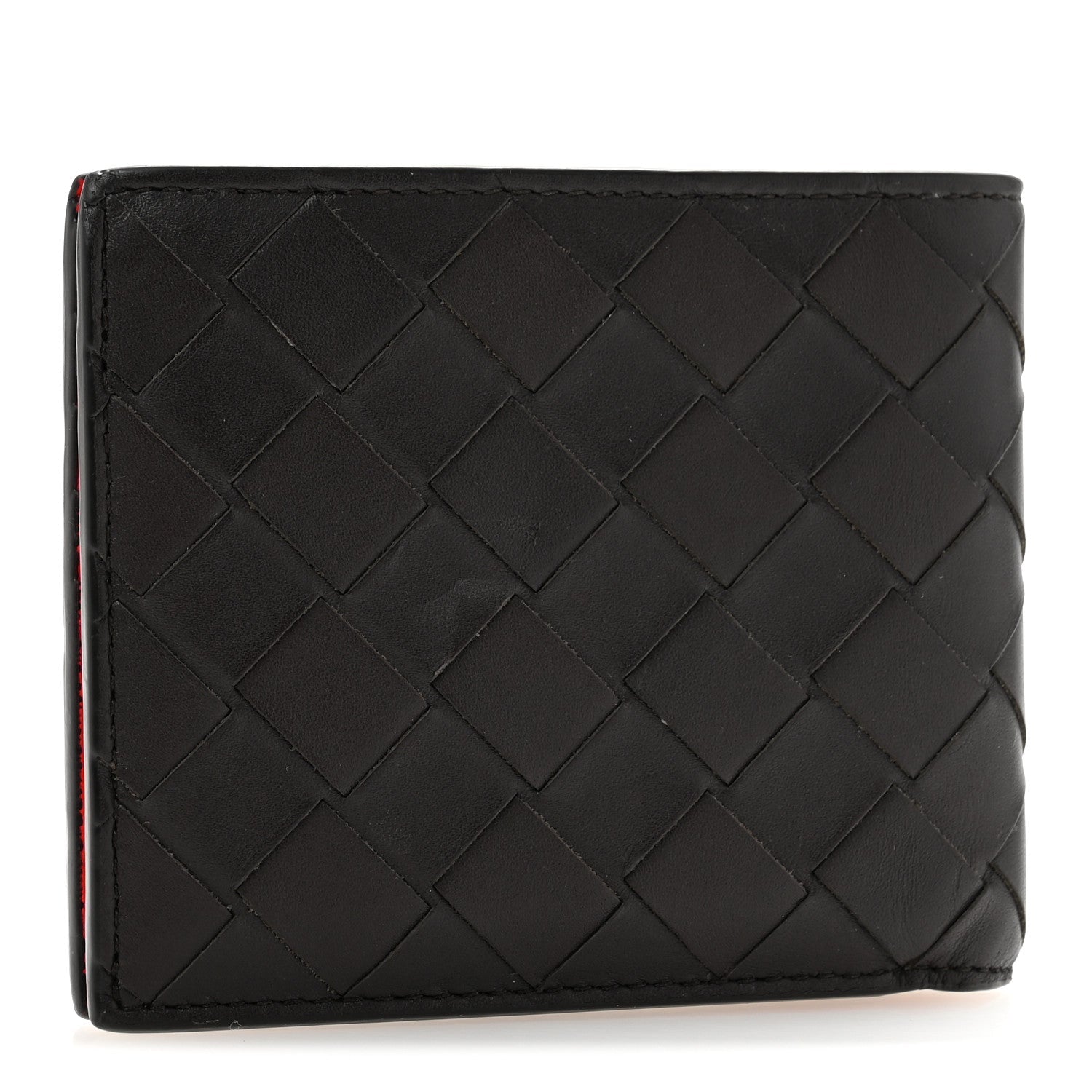 Bottega Veneta Nappa Maxi Intrecciato Bi-Fold Wallet Ebene Red 3 of 10