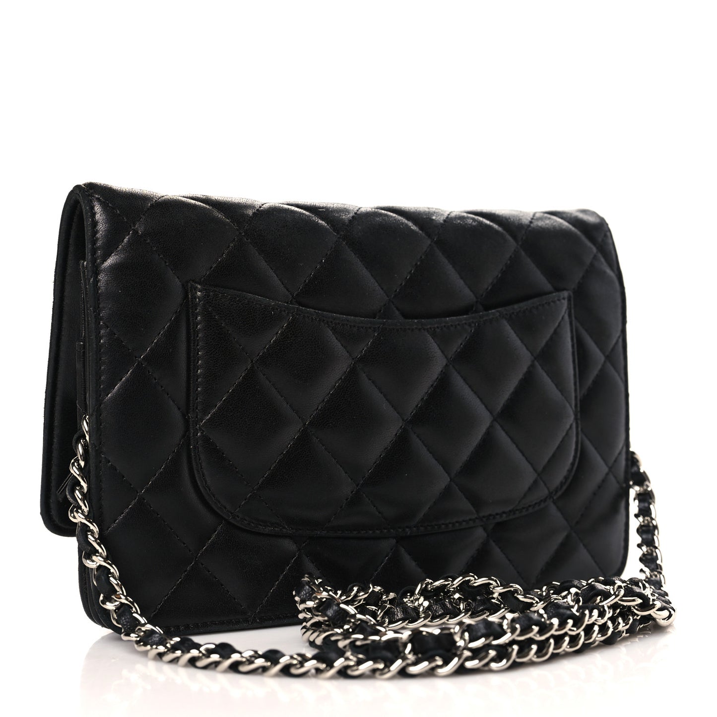 Lambskin Quilted Wallet On Chain WOC Black