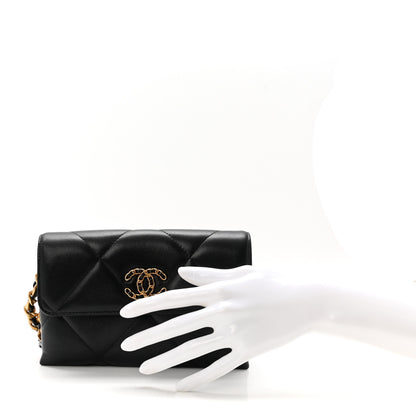 Chanel Lambskin Quilted Chanel 19 Flap Clutch Black 2 of 9