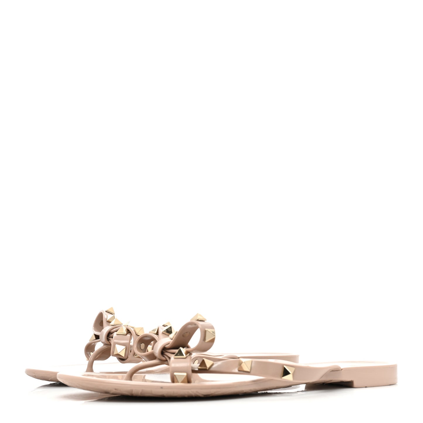 PVC Jelly Rockstud Bow Thong Sandals 37 Poudre