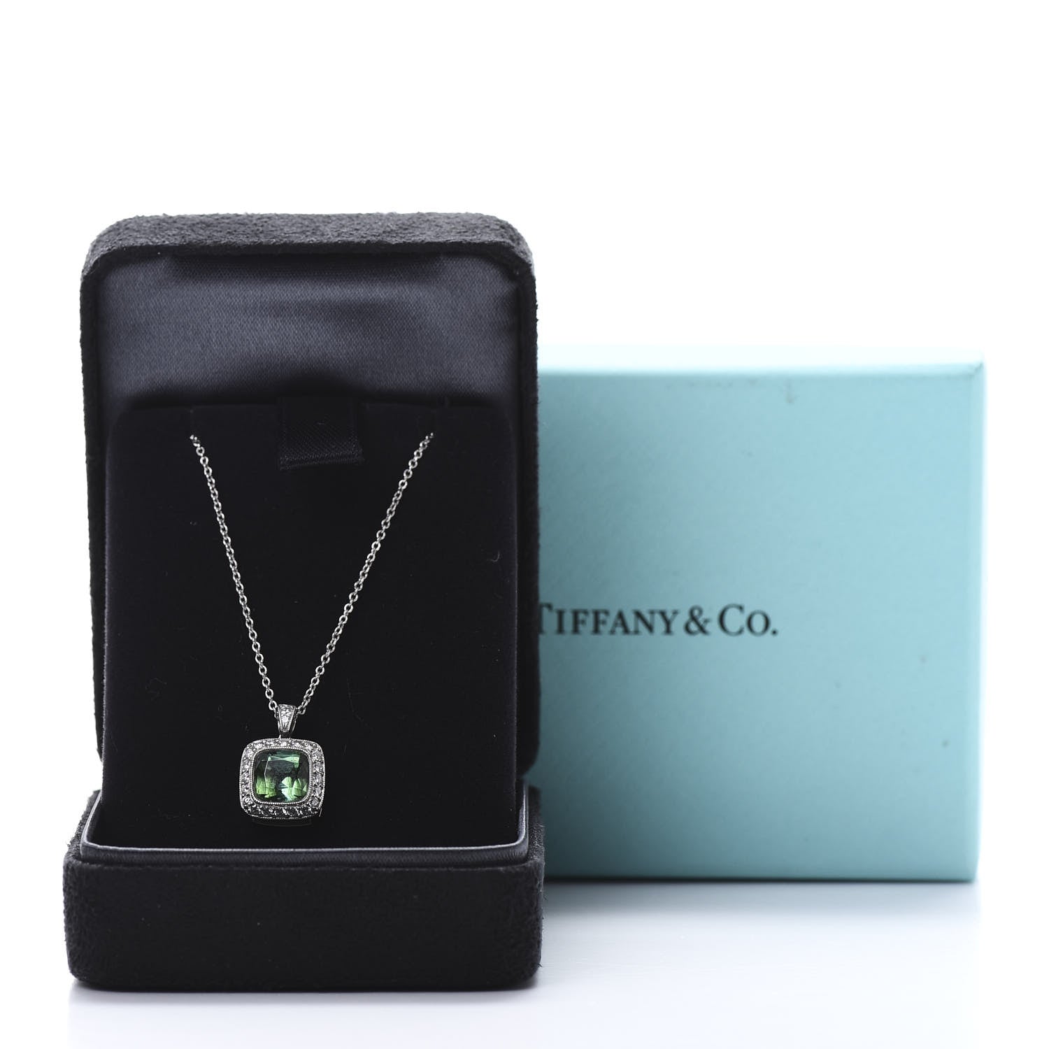 Tiffany Platinum Diamond Green Tourmaline Legacy Pendant Necklace 8 of 8