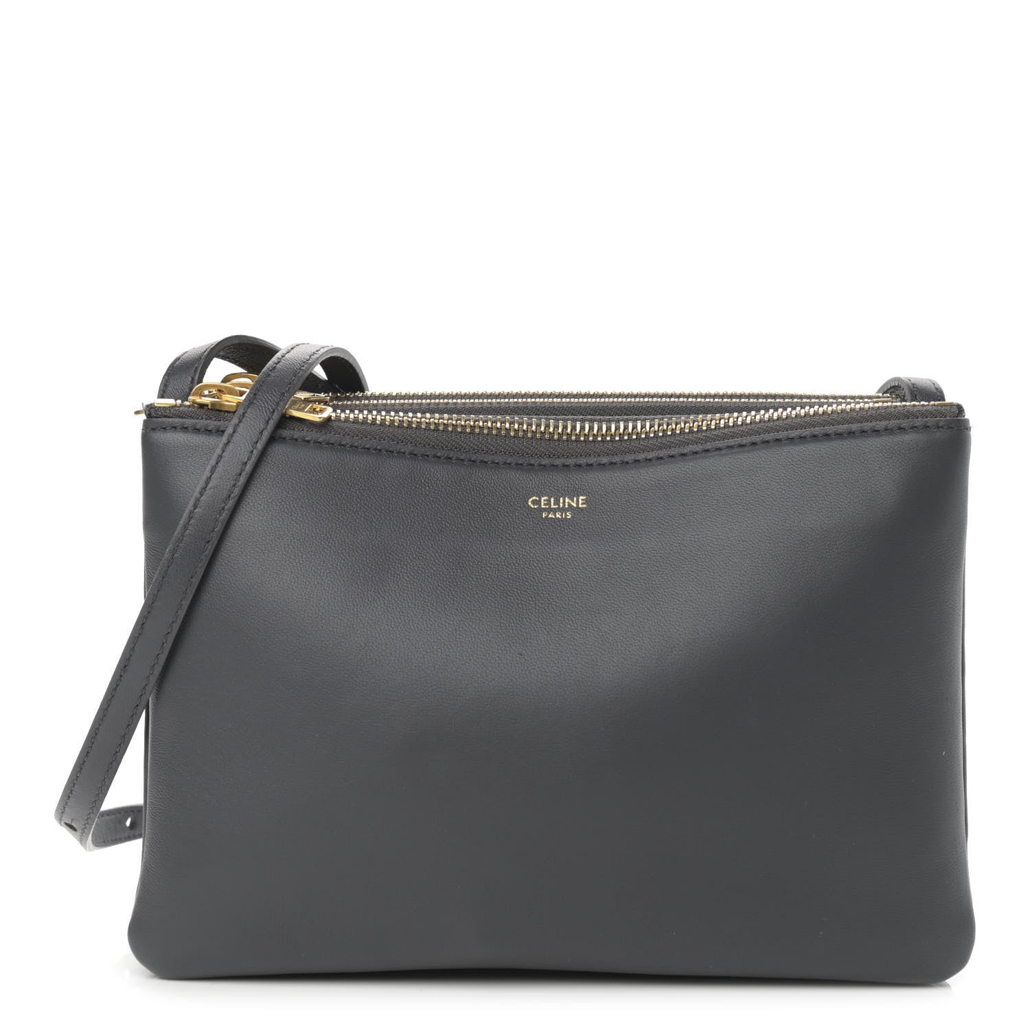 Celine Lambskin Large Trio Crossbody Bag Grey 1 of 11