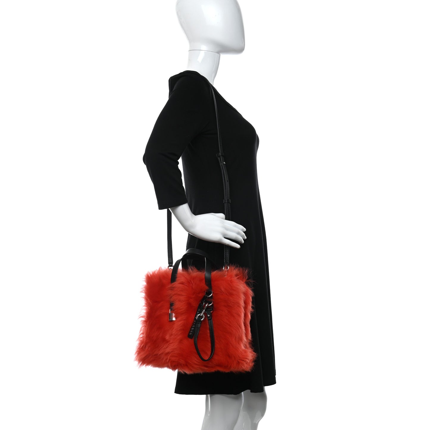 Calfskin Eco Fur 2Way Tote Bag Poppy Black