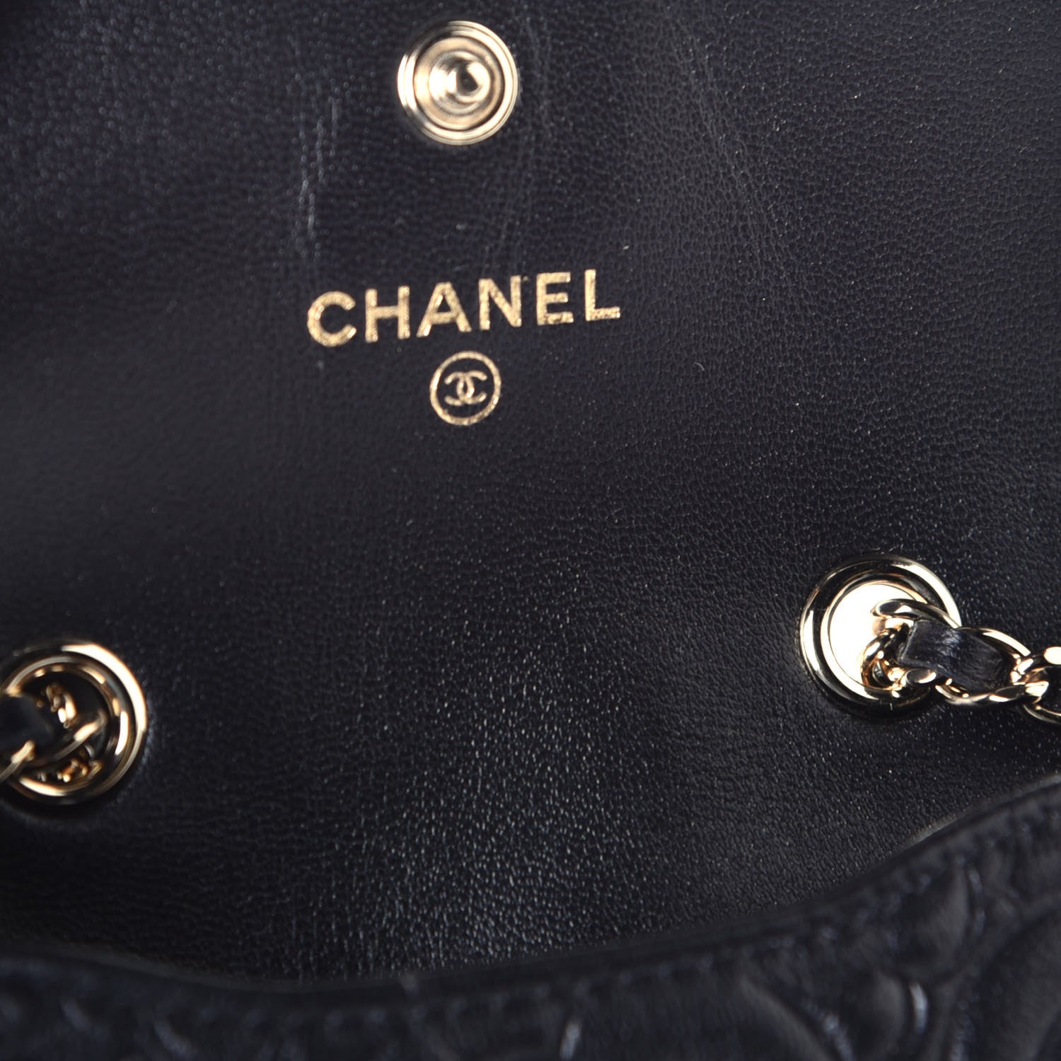 Chanel Caviar Camellia Embossed Chain Belt Bag Black 6 of 9